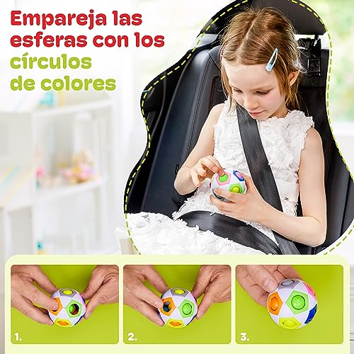 CUBIDI Bola balón de fútbol, Juego de Habilidad, Rompecabezas Niños, Rompecabezas 3D, Cubo Magico, Regalo de cumpleaños para Niños Arcoíris Pequeño, Bola Rubik