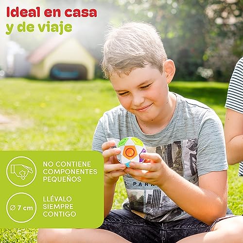 CUBIDI Bola balón de fútbol, Juego de Habilidad, Rompecabezas Niños, Rompecabezas 3D, Cubo Magico, Regalo de cumpleaños para Niños Arcoíris Pequeño, Bola Rubik