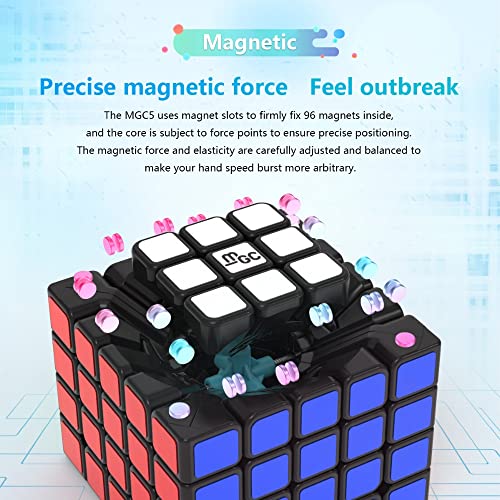 Cubo de Velocidad, YJ MGC 5x5 Speed Cube Magic Cube Profesión Cubo Magnético Rápido Sin Pegatinas Giros Más Rápidos Rompecabezas 3D Juguetes para Niños Adultos Niños Niñas Regalos