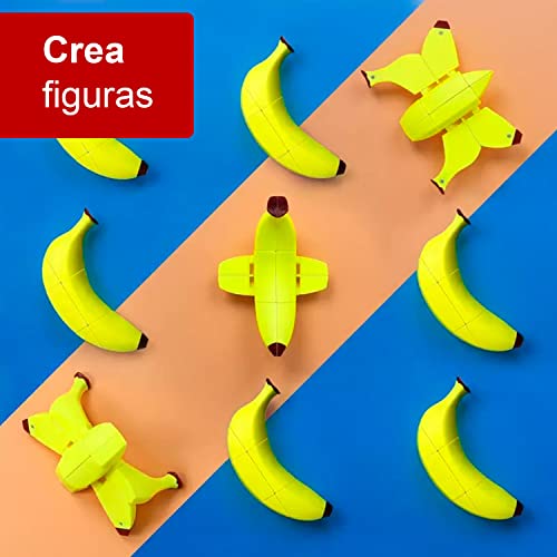 Cubo Mágico de Velocidad con Forma de Frutas [Banana, Apple y Lemon], Juego Educativo y Creativo para Ejercitar y Desarrollar la Inteligencia y la Destreza - Regalo Original para Niños (Banana Cube)