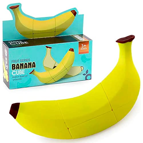 Cubo Mágico de Velocidad con Forma de Frutas [Banana, Apple y Lemon], Juego Educativo y Creativo para Ejercitar y Desarrollar la Inteligencia y la Destreza - Regalo Original para Niños (Banana Cube)