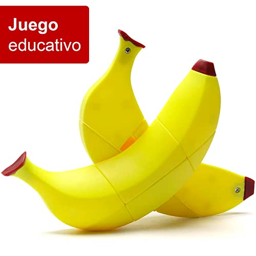 Cubo Mágico de Velocidad con Forma de Frutas [Banana, Apple y Lemon], Juego Educativo y Creativo para Ejercitar y Desarrollar la Inteligencia y la Destreza - Regalo Original para Niños (Banana Cube)