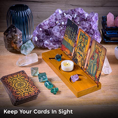 Curawood Tarot Tarot Soporte para tarjetas – Muestra tus tarjetas de afirmación diaria – Tarot Tarot – Accesorios para tarot – Tarot Board Altar Stand – Pagan & Wiccan Altar Suministros – Witchy Decor