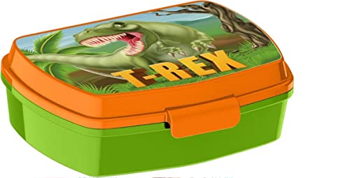 CUSTOM PRINT SHOPPING Dinosaurios - Caja de comida para la escuela, caja de merienda, dinosaurios de plástico reutilizable (1 caja de almacenamiento reutilizable)