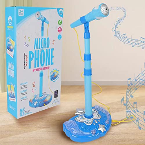 CUTeFiorino Marco de conteo de karaoke para niños, micrófono de pie, juego de juego con reproductor de MP3 integrado, altavoz, altura regulable, compatible con bucles de motor (B, talla única)