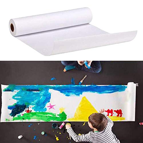 CYH - Rollo de papel de dibujo blanco, 10 m, rollo de papel blanco, rollo de papel para niños, artistas, bosquejo, pintura de proyecto de artesanía, 22,5 cm de ancho