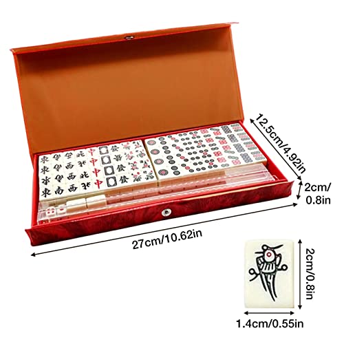 Cyhamse Mini mAhjong Versión China Tradicional Juego con 2 Cartas De Repuesto, 144 mAhjong Tile Set Juego De Mesa De Viaje, Portable Classic mAhjong Props Party Games