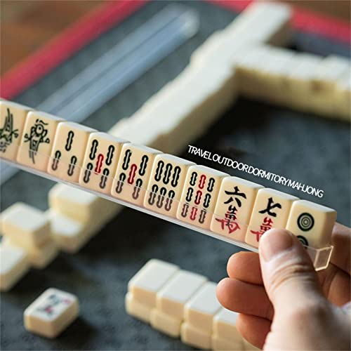 Cyhamse Mini mAhjong Versión China Tradicional Juego con 2 Cartas De Repuesto, 144 mAhjong Tile Set Juego De Mesa De Viaje, Portable Classic mAhjong Props Party Games