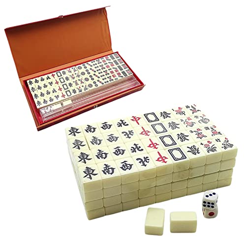 Cyhamse Mini mAhjong Versión China Tradicional Juego con 2 Cartas De Repuesto, 144 mAhjong Tile Set Juego De Mesa De Viaje, Portable Classic mAhjong Props Party Games