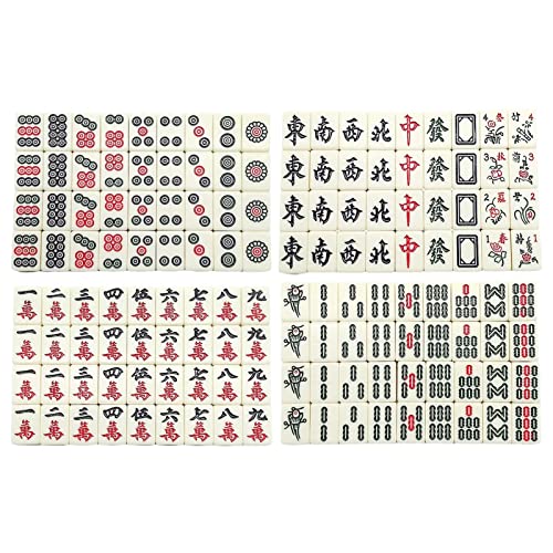 Cyhamse Mini mAhjong Versión China Tradicional Juego con 2 Cartas De Repuesto, 144 mAhjong Tile Set Juego De Mesa De Viaje, Portable Classic mAhjong Props Party Games