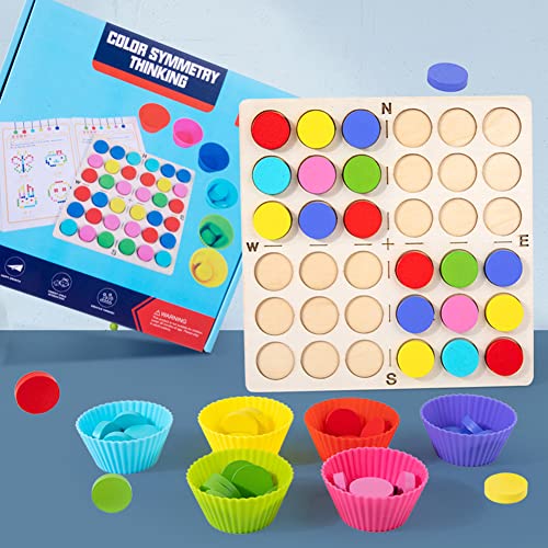 Cymwer Juguetes de Sudoku de Mesa de Madera, Juguetes educativos Divertidos Creativos, Juego de simetría de percepción del Color, Juguetes de educación temprana