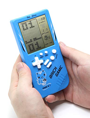 CZT Nueva Consola de Juegos de Ladrillos de Pantalla Grande 9999 en 1 Tanque/Carreras/Disparos / Whac-A-Mole/Juego de Bolsillo Rompecabezas de Ocio dificultad y Velocidad Ajustables (Azul)