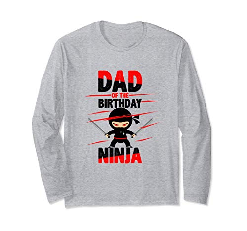 Dad Of The Birthday Ninja Boy Girl Kids B-day Karate Party Manga Larga