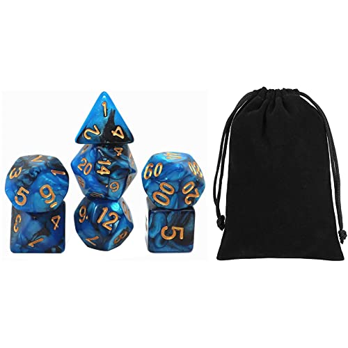 Dados poliédricos, 7 Unidades DND Dice, Juego de Dados poliédricos, Juego de Dados D&D con Bolsa Negra, Dados de Juego de polígonos, MTG RPG D&D D20, D12, D10, D%, D8, D6, D4, DND D20