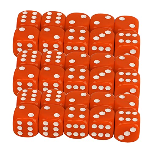 Dados,Juego De Dados De Plástico Portátil De 30 Piezas Esquina Redonda Dados De 6 Caras Esquina Redonda Con Puntos Numéricos Blancos Juego De Fiesta De Navidad Dados Livianos, Dados Para Jueg(Naranja)