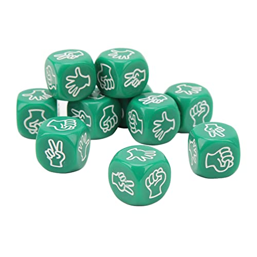 Dados,Juego De Dados Portátiles De 10 Piezas, Dados De Plástico De Color Sólido De 6 Caras, Impermeables Con Figuras De Dedos, Reunión Familiar Navideña, Juego De Adivinanzas, Dados De 2 Cm(Verde)