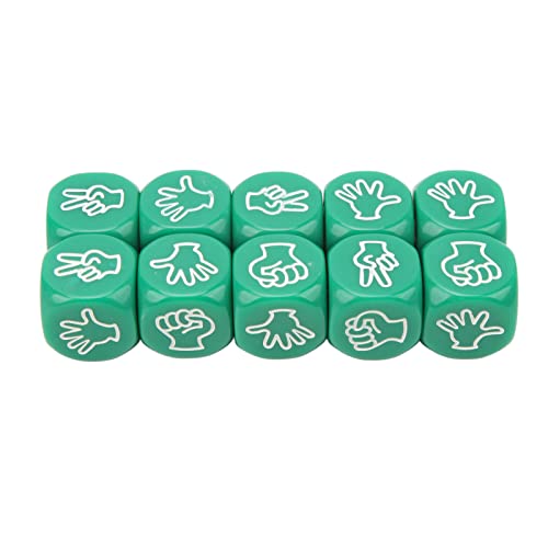 Dados,Juego De Dados Portátiles De 10 Piezas, Dados De Plástico De Color Sólido De 6 Caras, Impermeables Con Figuras De Dedos, Reunión Familiar Navideña, Juego De Adivinanzas, Dados De 2 Cm(Verde)