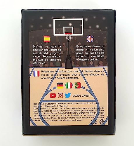 Dadral Games - Juego de Cartas Basket | para Toda la Familia| Adultos y Niños Desde 6 Años | De 2 a 4 Jugadores | Multilingüe, Multicolor, Cartón