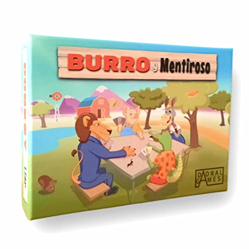 Dadral Games - Juego de Cartas Burro y Mentiroso | para Toda la Familia| 2 en 1 | Partidas de 10 a 15 Minutos | Multilingüe, Multicolor, Cartón