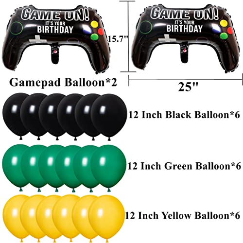 Dalettu Globos de videojuego de fiesta, decoración de juego, mando de juegos, globo 13, globos jugadores, accesorios para fiestas con globo negro y verde, pancarta de cumpleaños para 13º videojuego