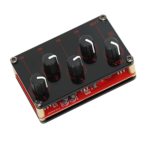 DAUZ Mezclador de Estéreo, Mini Consola de Tarjeta de Sonido de 3,5 Mm, 1 Salida de Metal Pasivo 100-240 V para Juegos (Enchufe Europeo 220V)