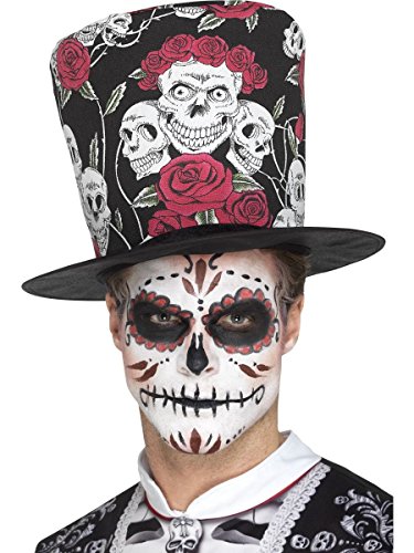 Day of the Dead Skull and Rose Top Hat