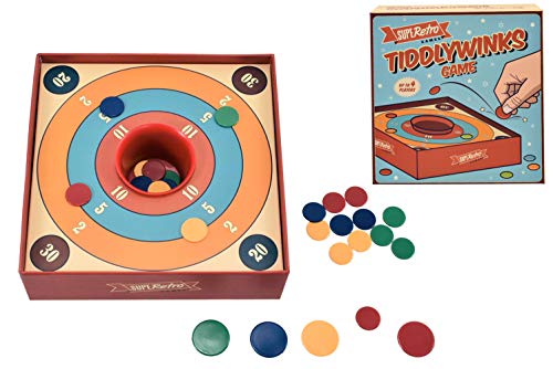 D.A.Y. Republic Juego de mesa tradicional Tiddlywinks Old Classic Family Retro Skill Tiddly Winks Nostálgico juego de mesa 2-4 jugadores