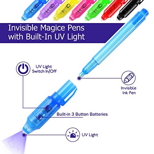 DazSpirit 14Piezas boligrafo de Tinta Invisible Y mágico de luz UV para mensajes secretos y fiestas Noticias Regalos Sencillas mágicas