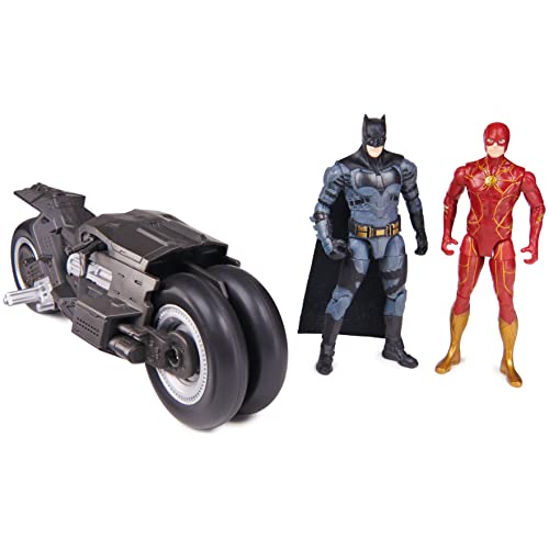 dc comics 4in Batcycle w 2 Figs I, Large (Spin Master 6066861)