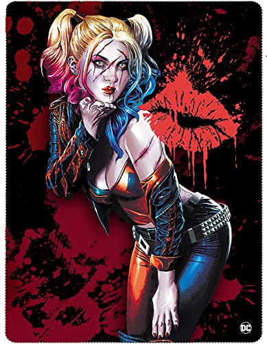 DC Comics - Harley Quinn - Kiss - Manta de forro polar con impresión de doble cara - L