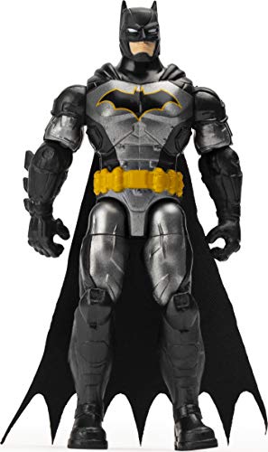 DC Comics táctica 4 Pulgadas con 3 Accesorios misteriosos, 1 10 cm Batman Tactical Rebirth Figura de acción con Tarjeta de misión y 3 Equipos Secretos, Color Gris (Spin Master 6056744)