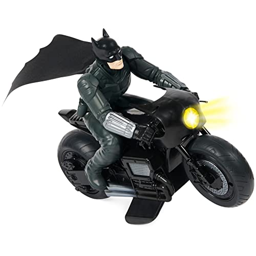 DC Comics, The Batcycle RC Rider Figura de acción, Estilo Oficial de película de Batman, Juguetes niñas a Partir de 4 años, Multicolor, 4.75 x 12 x 3.3 Inches (Spin Master 6060490)