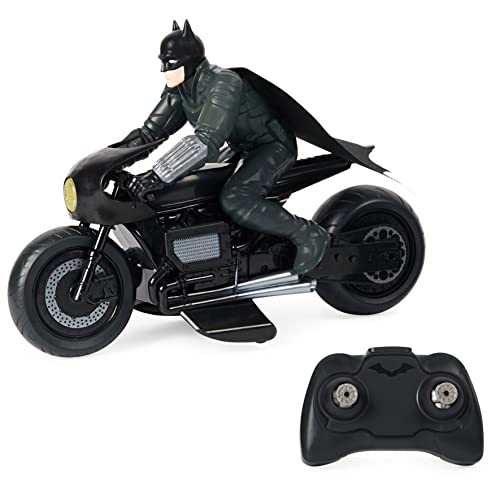 DC Comics, The Batcycle RC Rider Figura de acción, Estilo Oficial de película de Batman, Juguetes niñas a Partir de 4 años, Multicolor, 4.75 x 12 x 3.3 Inches (Spin Master 6060490)