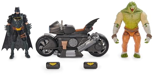 DC Comics Transforming Batcycle Battle Pack con Figuras de acción de Batman y Killer Croc de 10 cm, Juguetes niñas a Partir de 4 años (Spin Master 6067444)