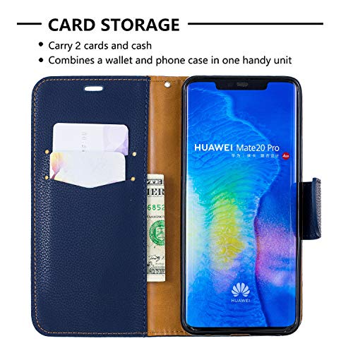 Dclbo Funda para Huawei Mate 20 Pro, funda de piel con tapa magnética, funda de piel para Huawei Mate 20 Pro, color azul oscuro