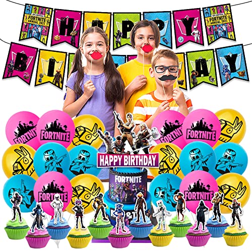 Decoración Cumpleaños Juegos Fiesta Globos Cumpleaños Videojuego Pancarta Feliz Cumpleaños Decoracion Juegos Adornos de Pastel de Cumpleaños Videojuego Globos Decoracion Juegos Deco Fiesta Cumpleaños