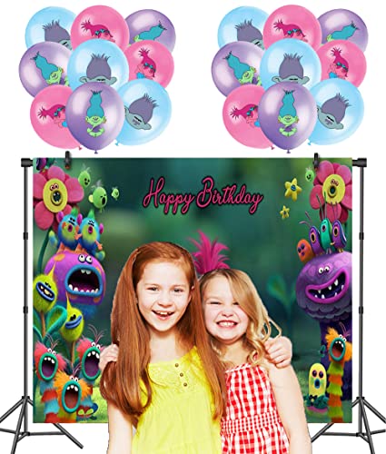 Decoracion Cumpleaños Trolls Globos Fiestas Cumpleaños Trolls Telón de Fondo Fotografía Cumpleaños Trolls Fondo Fotográfico Cumpleaños Trolls Globos de Fiesta Trolls Decoraciones de Fiesta Cumpleaños