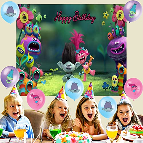 Decoracion Cumpleaños Trolls Globos Fiestas Cumpleaños Trolls Telón de Fondo Fotografía Cumpleaños Trolls Fondo Fotográfico Cumpleaños Trolls Globos de Fiesta Trolls Decoraciones de Fiesta Cumpleaños