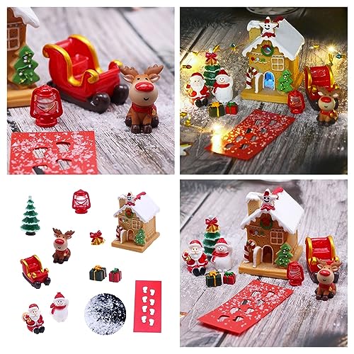 Decoración navideña para casa de muñecas en miniatura, accesorios para casa de muñecas, puertas de luz, mini casas de Navidad, miniatura, modelos de escenas, carpetas de juegos de rol (rojo, talla