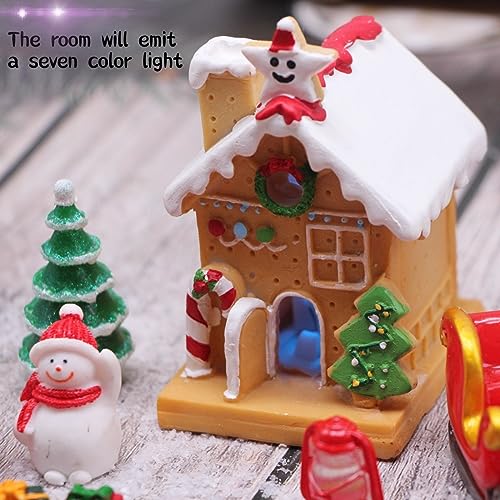 Decoración navideña para casa de muñecas en miniatura, accesorios para casa de muñecas, puertas de luz, mini casas de Navidad, miniatura, modelos de escenas, carpetas de juegos de rol (rojo, talla