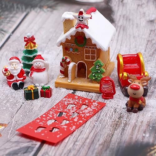 Decoración navideña para casa de muñecas en miniatura, accesorios para casa de muñecas, puertas de luz, mini casas de Navidad, miniatura, modelos de escenas, carpetas de juegos de rol (rojo, talla