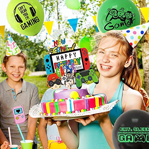 Decoración Tarta Gamer, videojuego para cumpleaños, Videojuegos con Globos, controladores de juegos Suministros de temáticos, Videojuego Cake Topper, Artículos de Fiestas Para Fanáticos de Juegos
