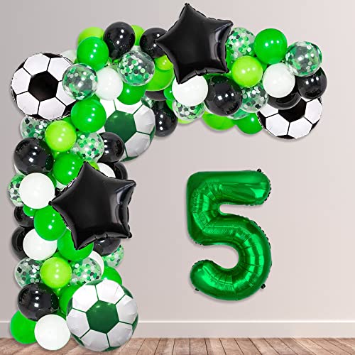 Decoraciones de fiesta de fútbol, globos de papel de aluminio, globos de aluminio número 5, para niños, fanáticos del fútbol, fiesta de cumpleaños, decoración de fiesta del día del juego de fútbol