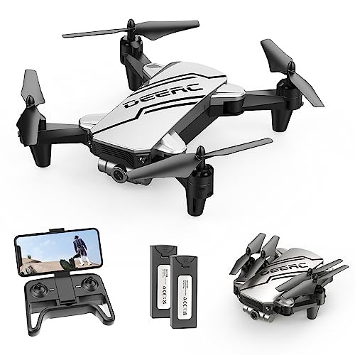 DEERC D20 Mini Dron con Cámara 720P HD FPV Control Remoto Cuadricóptero para Adultos o Niños con Tap Fly 2 Baterías, Plegable, Auto Hover, Control de Voz/Gestos, Ajuste de Velocidad, 3D Flip