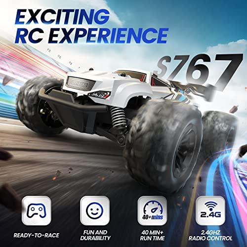 DEERC RC Car, Monster Truck de Control Remoto con 2 baterías para 40 Minutos de Tiempo de Juego, 2.4GHz Off-Road RTR Rock Crawler Juguete de Regalo para niños niñas niños Principiantes