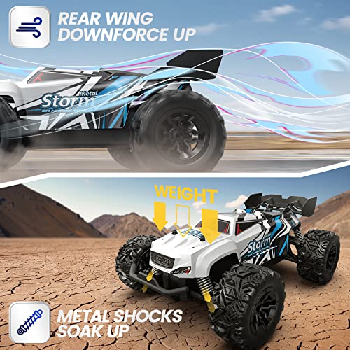 DEERC RC Car, Monster Truck de Control Remoto con 2 baterías para 40 Minutos de Tiempo de Juego, 2.4GHz Off-Road RTR Rock Crawler Juguete de Regalo para niños niñas niños Principiantes