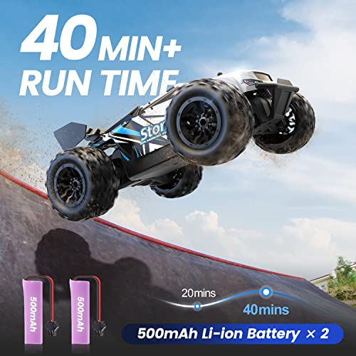 DEERC RC Car, Monster Truck de Control Remoto con 2 baterías para 40 Minutos de Tiempo de Juego, 2.4GHz Off-Road RTR Rock Crawler Juguete de Regalo para niños niñas niños Principiantes