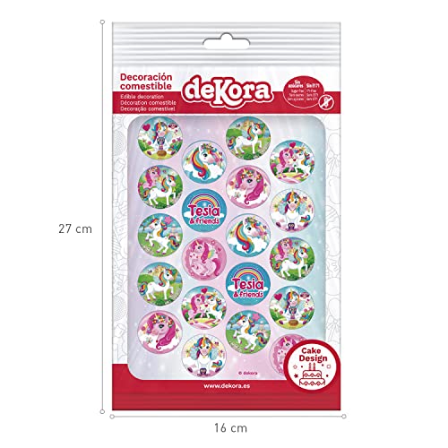 Dekora - Discos Minis Decoración de Tartas de Cumpleaños Infantiles Unicornio Tessa - 3,4 cm