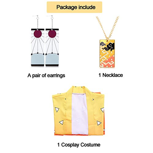 Demon Slayer Cosplay - Disfraz unisex de Demon Slayer Cosplay, capa / Pendientes / Collar / Anime Kimono Japanese Anime Kimono Traje para Mujer Hombre (XL, Agatsuma Zenitsu)