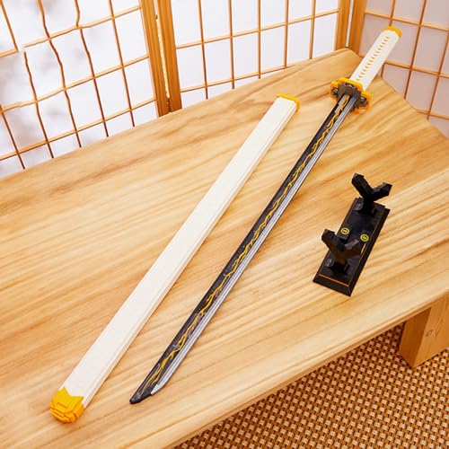 Demon Slayer Samurai Sword Cosplay Animes Zenitsu Katana,Bloques de Construcción Decoración para Adultos y Niños con Soporte de Vaina,Compatible con Lego A